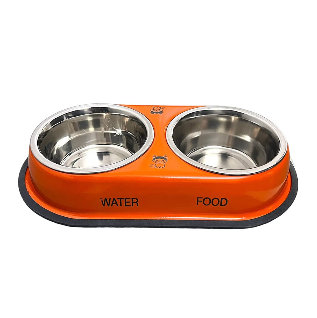 Stainless Steel Double Diner Dog and Cat Food Bowls - Large