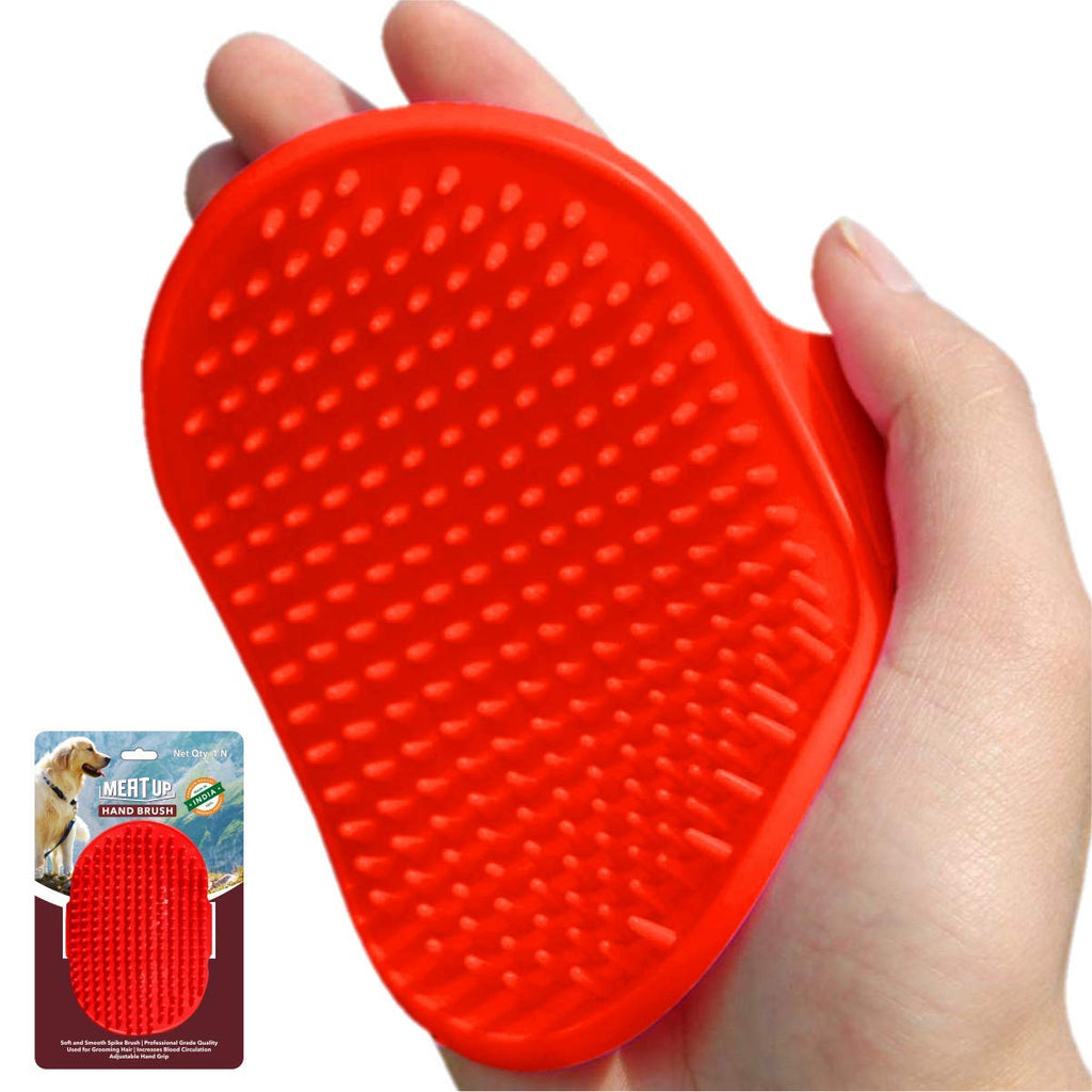 Bathing and Grooming Hand Brush with Rubber Bristles for Dogs and Cats (Color May Very)