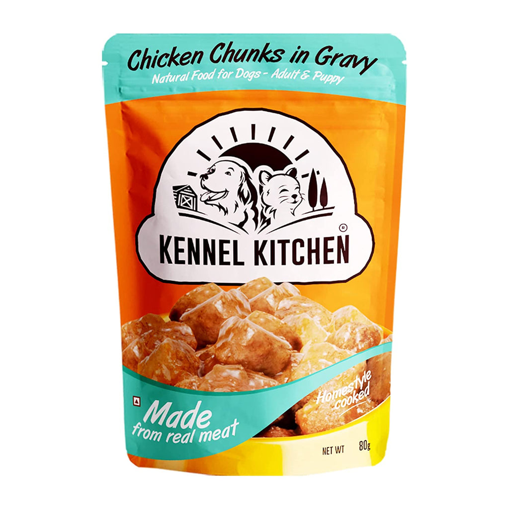 Kennel Kitchen Puppy and Adult Wet Dog Food Chicken Chunks in Gravy, 70g (Pack of 12)