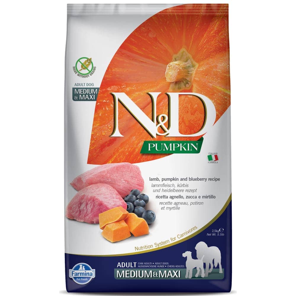 Farmina N&D Pumpkin Lamb & Blueberry Grain Free Adult Medium Maxi Dog Dry Food