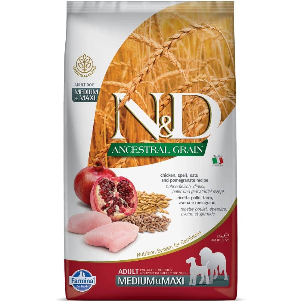 Farmina N&D Chicken & Pomegranate Ancestral Grain Adult Medium Maxi Dog Dry Food