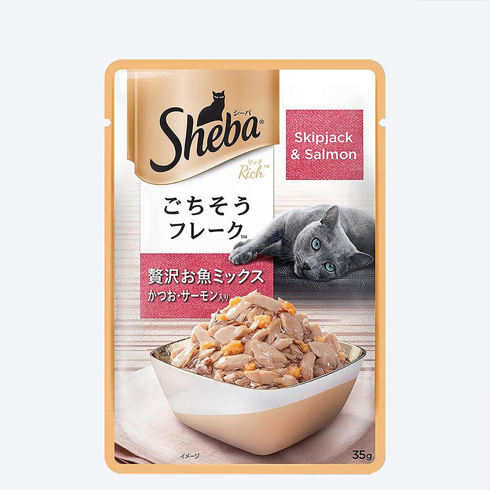 Sheba Skipjack & Salmon Adult Wet Cat Food - 35 g packs