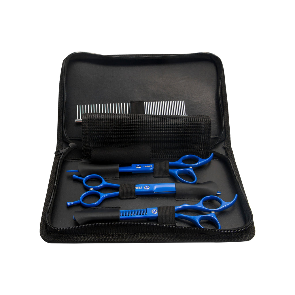 Trimz Trendy Dog Trimming Scissors Kit, 7" - Royal Blue