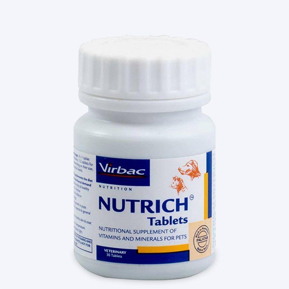 Virbac Nutrich Vitamin and Mineral Supplement for Dogs and Cats - 30 Tabs