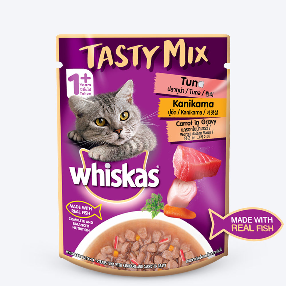 Whiskas Tuna With Kanikama and Carrot Adult Wet Cat Food - Pack of 24 - 
